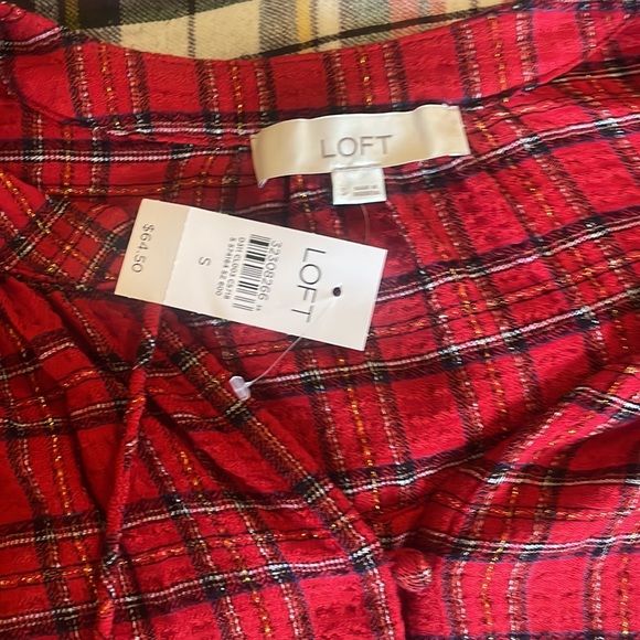 NWT Loft Tartan Peplum Top - Picture 6 of 7